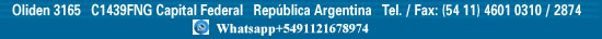 Direccion Oliden 3165 codigo postal 1439 Ciudad Autonoma de Buenos Aires telefono 54 11 4601 0310 o 4601 2874 whtsapp +54 9 11 21678974 gracias por elegirnos